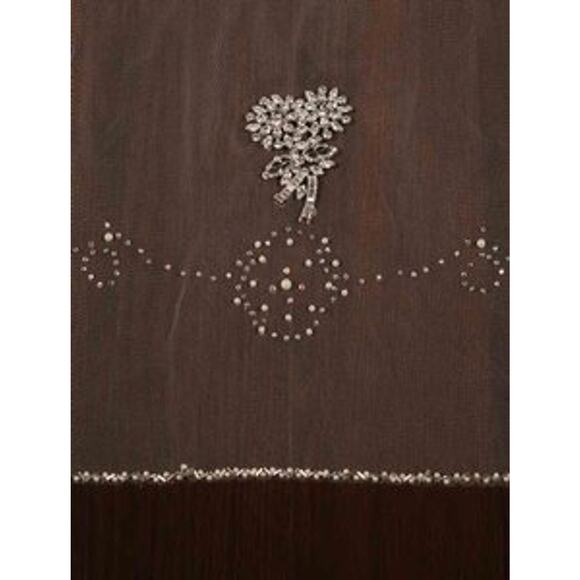 HOMA BRIDAL Veil Cathedral Beaded Crystals Diamond White Long 2 Layer 96L NWT - Picture 3 of 8